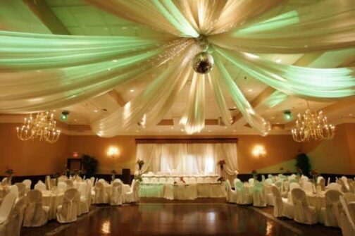Ballroom with a fabric draped ceiling